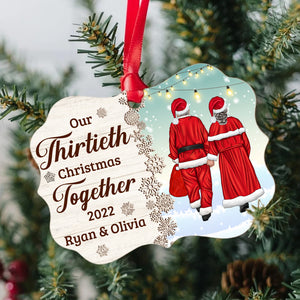 Our Thirtieth Christmas Together Gift Old Couple, Old Couple Christmas Medallion Wood Ornament - Ornament - GoDuckee