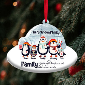 Penguins Family, Where Life Begins And Love Never Ends, Personalized Ornament, Christmas Gift For Family - Ornament - GoDuckee