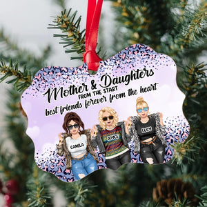 Mother & Daughters From The Start Best Friends Forever From The Heart, Medallion Wood Ornament Gift - Ornament - GoDuckee