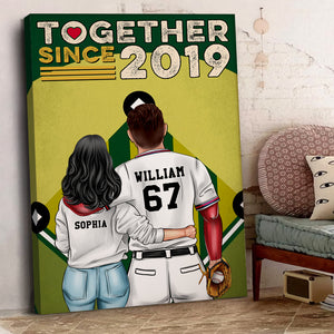 Personalized Baseball Couple Poster - Together Since - Couple Shoulder to Shoulder - Poster & Canvas - GoDuckee