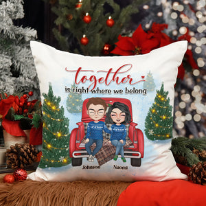 Together Is Right Where We Belong, Sweet Couple And Car Pillow - Pillow - GoDuckee