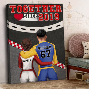 Personalized Racing Couple Poster - Together Since - Couple Shoulder to Shoulder - Poster & Canvas - GoDuckee