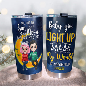 You Are My Sun My Moon And All My Stars , Couple Moon Lover Personalized Tumbler - Tumbler Cup - GoDuckee