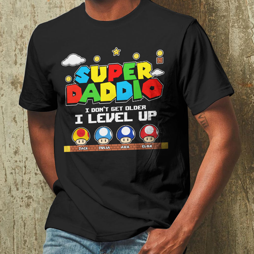 Dad Super Dad I Level Up, Personalized Shirts, Gifts for Dad, Mom, Grandma, Grandpa - Shirts - GoDuckee