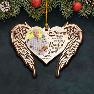 In Memory Of A Life So Beautifully Lived, Personalized Wood Ornament - Ornament - GoDuckee