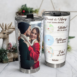 Our Love Story, Personalized Tumbler Christmas Gift For Couples - Tumbler Cup - GoDuckee