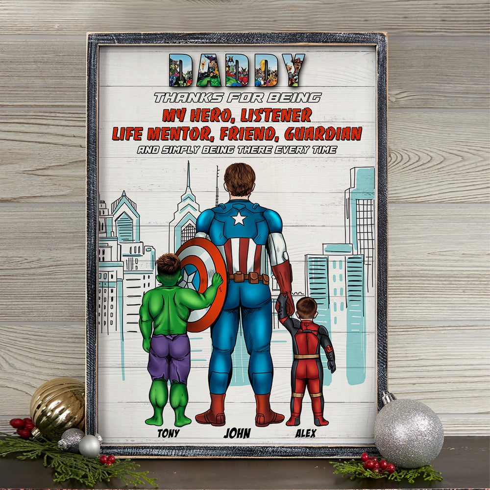 Mommy Daddy Thanks For Being My Hero Listener Life Mentor Friend Guardian And Simply Being There Every Time, Dad Mom Poster Canvas - Poster & Canvas - GoDuckee