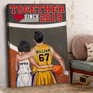Personalized Basketball Couple Poster - Together Since - Couple Shoulder to Shoulder - Poster & Canvas - GoDuckee