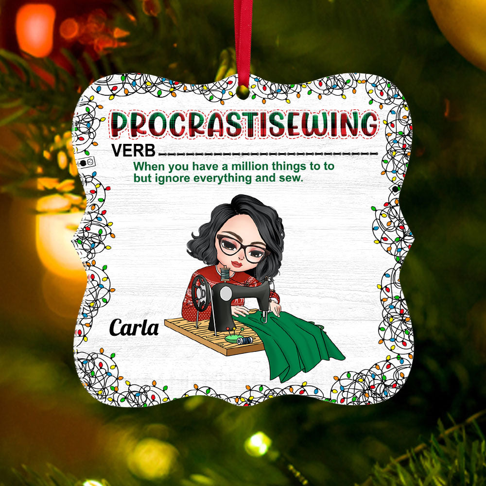 Sewing Procrastisewing Ignore Everything And Sew, Personalized Wood Ornament, Christmas Gift - Ornament - GoDuckee