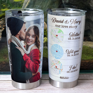 Our Love Story, Personalized Tumbler Christmas Gift For Couples - Tumbler Cup - GoDuckee