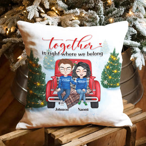Together Is Right Where We Belong, Sweet Couple And Car Pillow - Pillow - GoDuckee