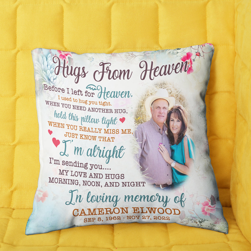 I'm Sending You My Love And Hugs Morning Noon And Night, Heaven Couple Pillow - Pillow - GoDuckee