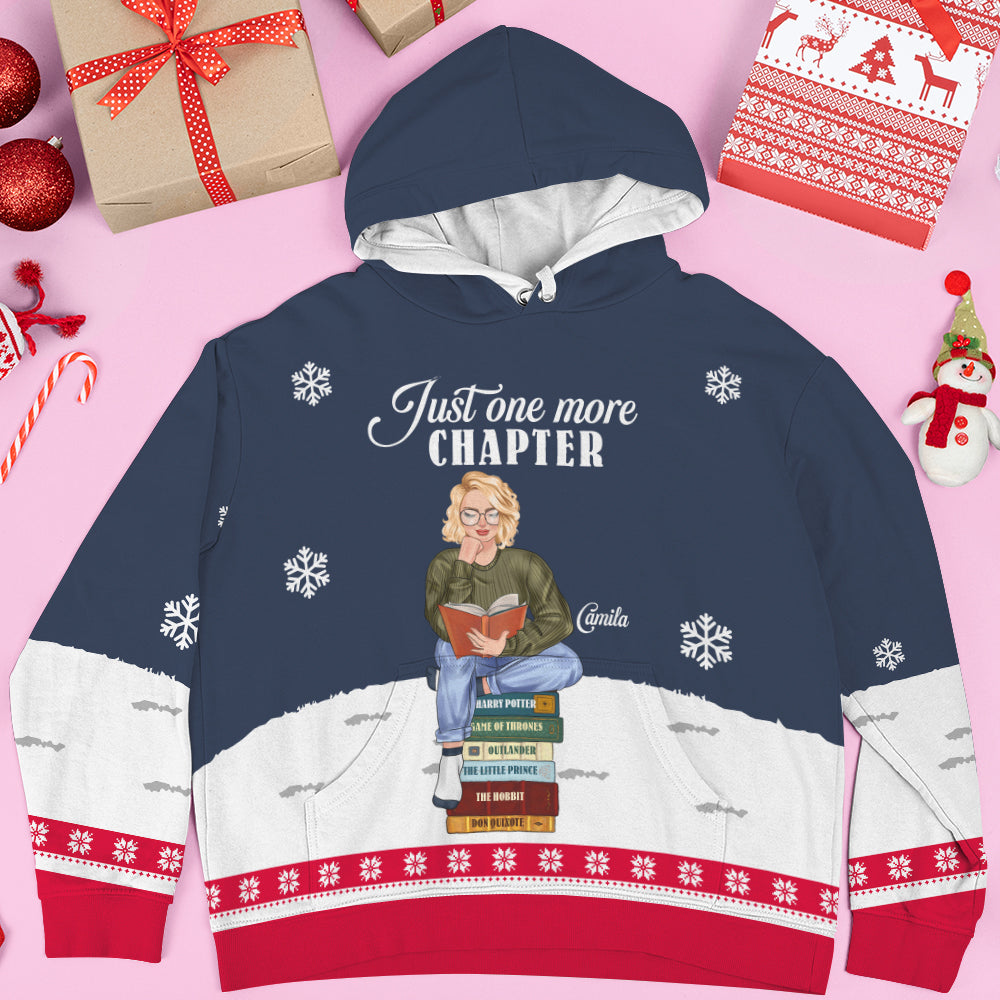 Just One More Chapter Girl Book Lover Hoodie Sweatshirt - AOP Products - GoDuckee