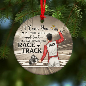 Racing I Love You To The Moon and Back and All Around The Race Track - Personalized Ornament - Ornament - GoDuckee