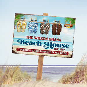 Family Beach House - Personalized Metal Sign - Metal Wall Art - GoDuckee