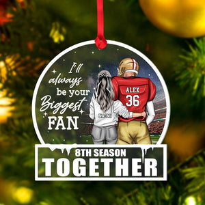 Football Couple I Will Always Be Your Biggest Fan Medallion Acrylic Ornament - Ornament - GoDuckee