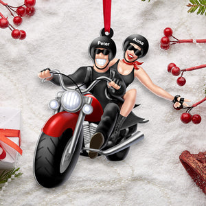 I Lead The Way Because I Know You Always Have My Back, Young Couple Motorcycle Forever Acrylic Shape Ornament - Ornament - GoDuckee