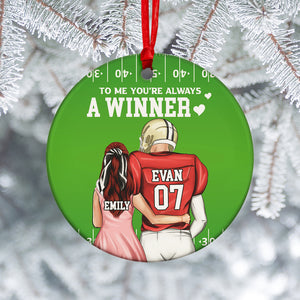 American Football Couple To Me You're Always A Winner - Personalized Ornament - Gift for Couple - Couple Shoulder to Shoulder - Ornament - GoDuckee