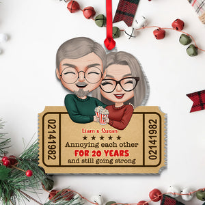 Annoying Each Other Century And Still Going Strong, Vintage Movie Ticket Couple Custom Shape Ornament - Ornament - GoDuckee