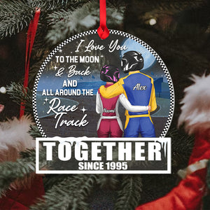 Racing Couple I Love You To The Moon & Back, Acrylic Transparent Ornament - Ornament - GoDuckee