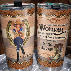 Personalized Cowgirl Tumbler Cup - Oh No She's Up - Front Coll Cowgirl - Tumbler Cup - GoDuckee