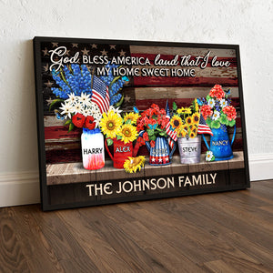 God Bless America Land That I Love Personalized Family Canvas Print Gift For Family - Poster & Canvas - GoDuckee