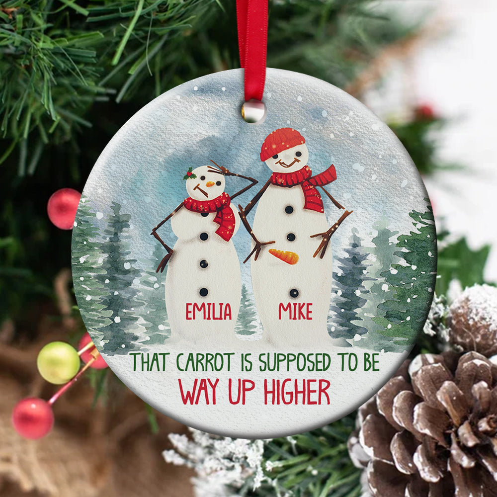 Ice Cube Snowman Christmas Ornament with Personalized Name (Carol)