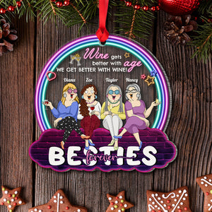 We Get Better With Wine, Personalized Friends & Besties Acrylic Custom Shape Ornament, Christmas Gift - Ornament - GoDuckee