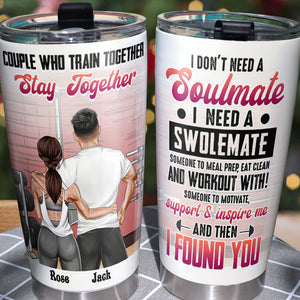 Personalized Gym Couple Tumbler Cup - I Need a Swolemate - Couple Shoulder to Shoulder - Tumbler Cup - GoDuckee