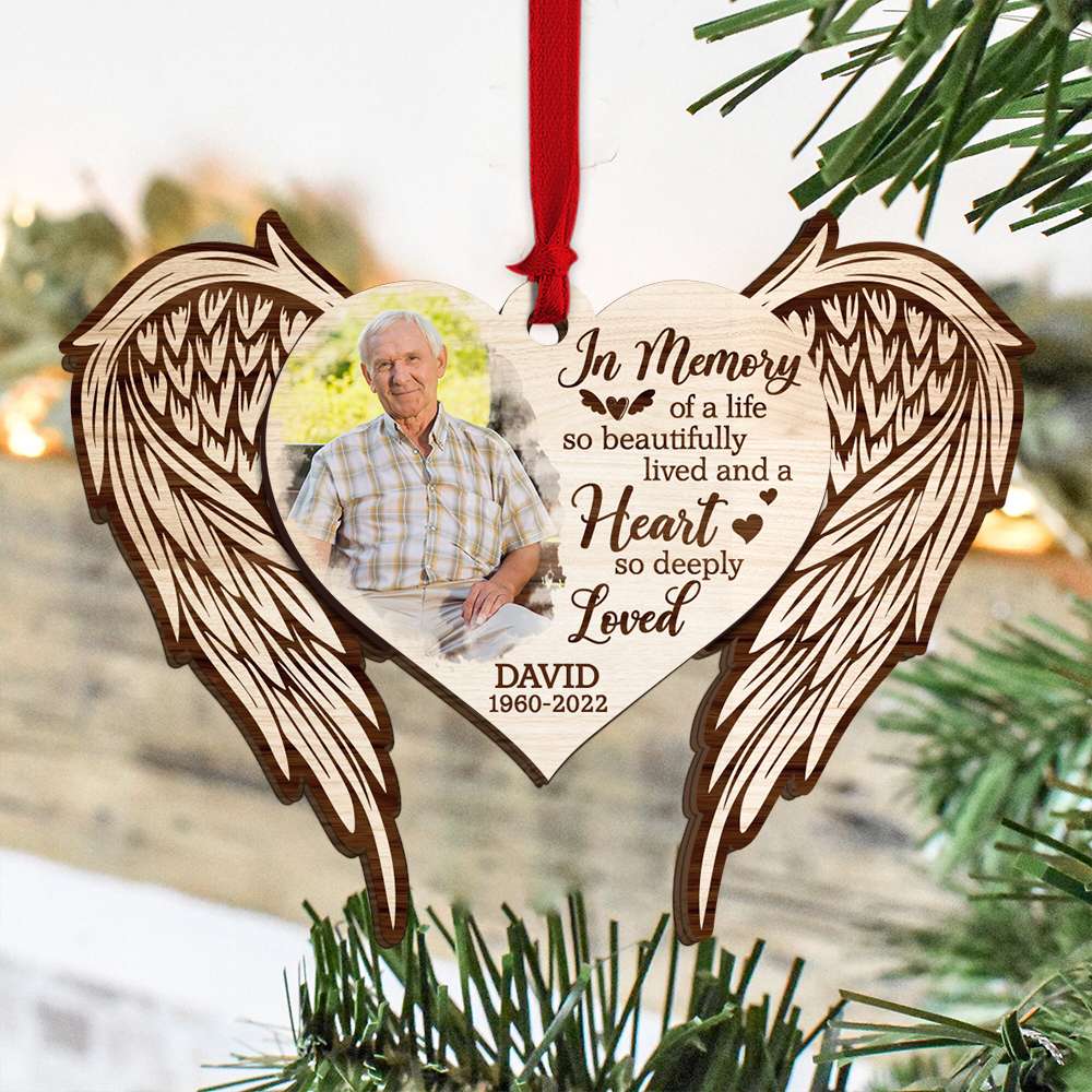 Heart Personalized Wood Memorial Ornaments