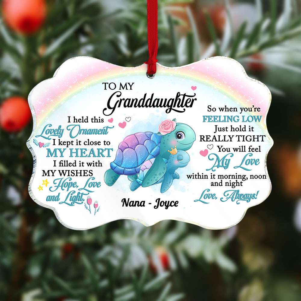 I Held This Lovely Gift For Grandkids, Personalized Medallion Acrylic Ornament, Christmas Gift - Ornament - GoDuckee