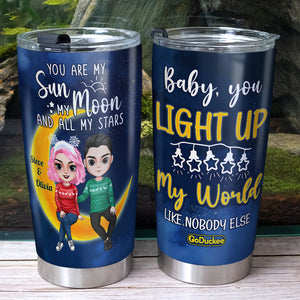 You Are My Sun My Moon And All My Stars , Couple Moon Lover Personalized Tumbler - Tumbler Cup - GoDuckee