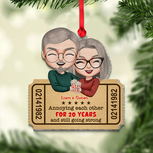 Annoying Each Other Century And Still Going Strong, Vintage Movie Ticket Couple Custom Shape Ornament - Ornament - GoDuckee