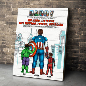 Mommy Daddy Thanks For Being My Hero Listener Life Mentor Friend Guardian And Simply Being There Every Time, Dad Mom Poster Canvas - Poster & Canvas - GoDuckee