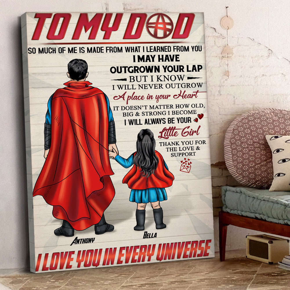 To My Hero Dad, Love You In Every Universe, Personalized Canvas Print, Gifts for Dads - Poster & Canvas - GoDuckee