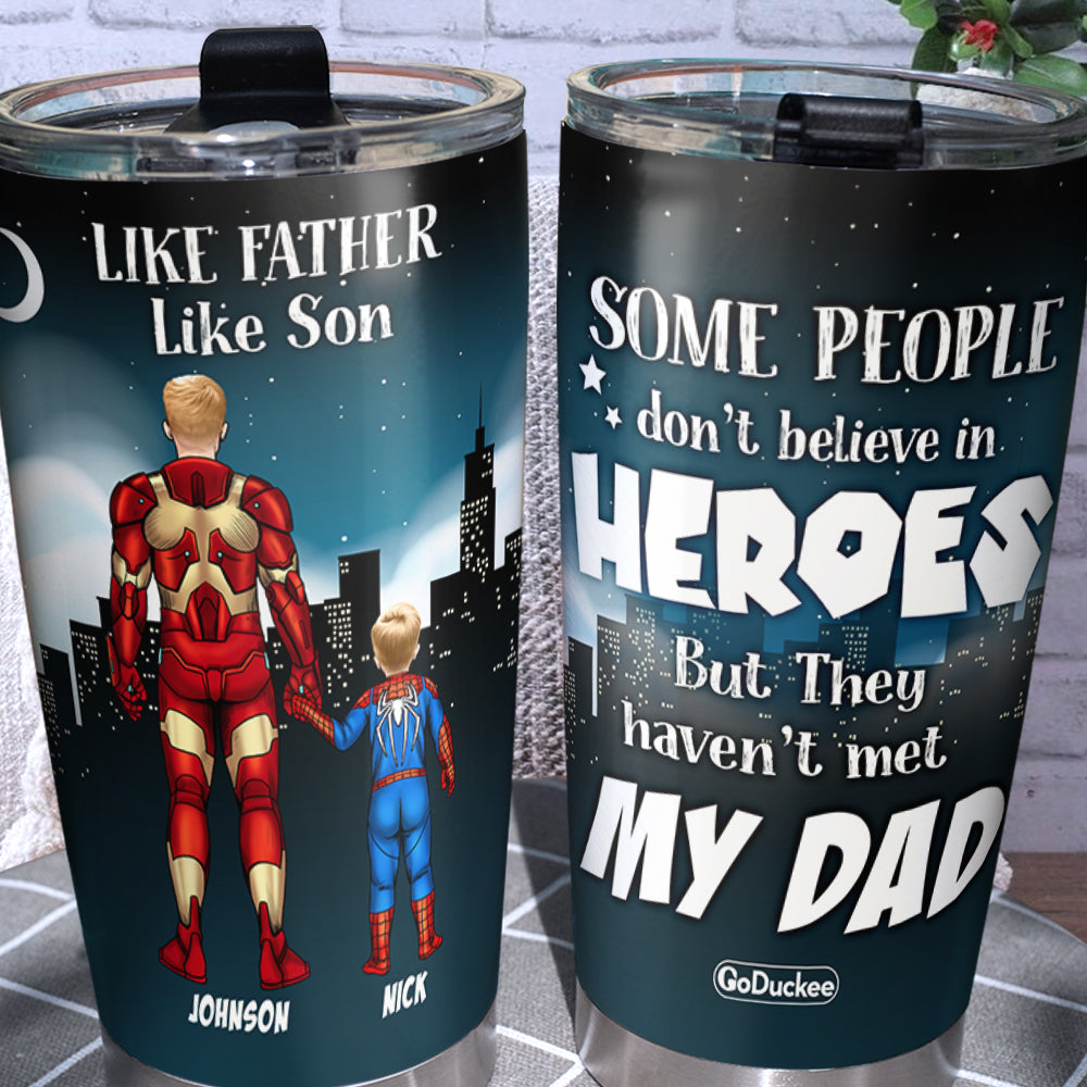 Like Super Father Like Super Son, Personalized Tumbler, Father's Day Gifts for Dads - Tumbler Cup - GoDuckee