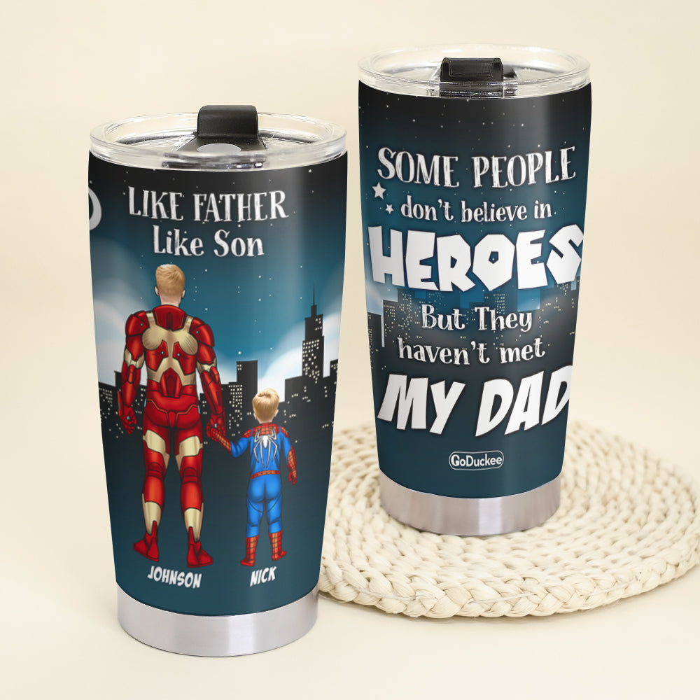 Like Super Father Like Super Son, Personalized Tumbler, Father's Day Gifts for Dads - Tumbler Cup - GoDuckee
