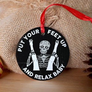 Put Your Feet Up Baby Ceramic Ornament, Christmas Gift For Couple - Ornament - GoDuckee