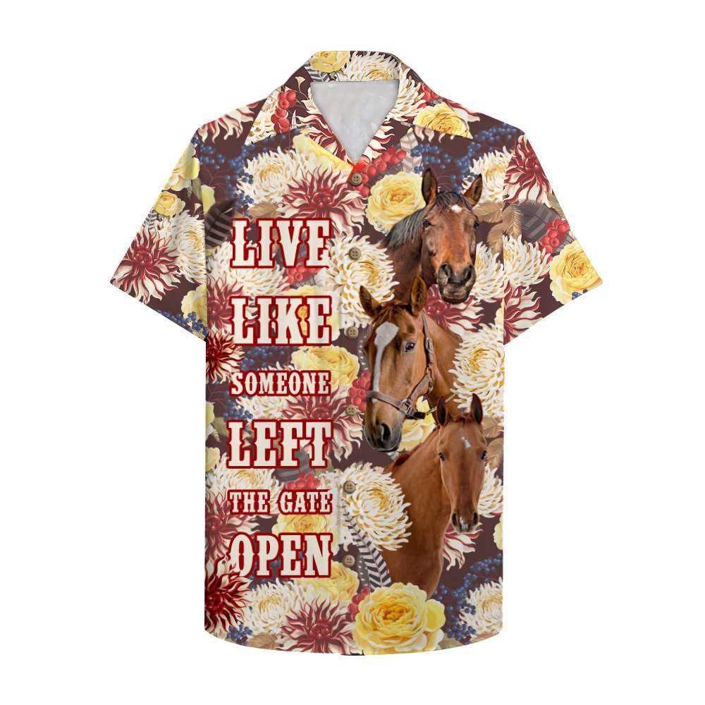 GoDuckee Farmer Hawaiian Shirt, Aloha Shirt - Live Like Someone Left The Gate Open
