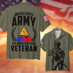 Veteran Full Branch With Custom Military Unit Hawaiian Shirt - Hawaiian Shirts - GoDuckee