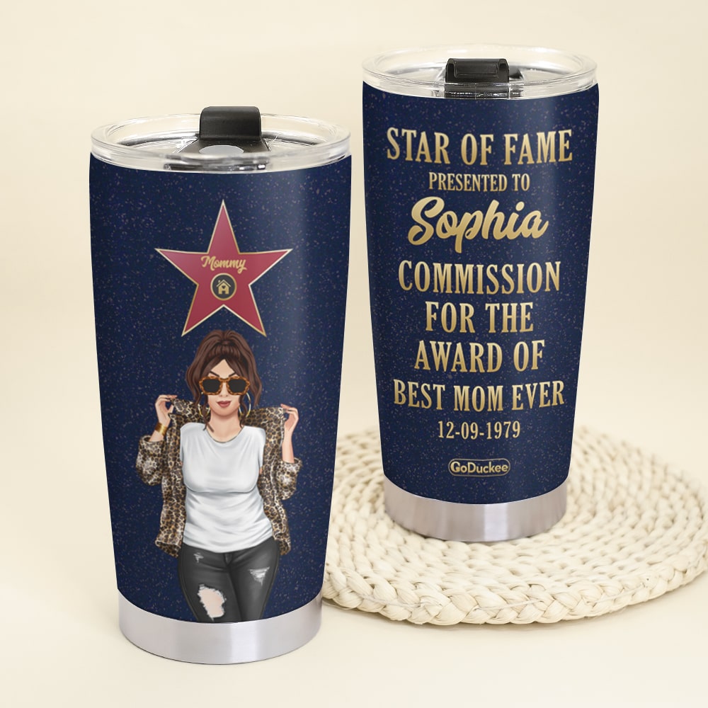 Personalized Leopard Mom Tumbler - Star Of Fame Commission For The Award Of Best Mom Ever - Tumbler Cup - GoDuckee