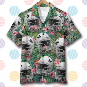 American Football Helmet Seamless Pattern, Personalized Hawaiian Shirt, Gifts for American Football Fans - Hawaiian Shirts - GoDuckee