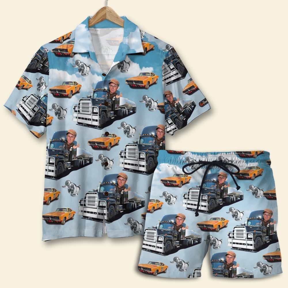 Trucker Truck and Angry Convoy Duck Pattern, Personalized Hawaiian Shirt and Men Beach Shorts, Trucker Gifts - Hawaiian Shirts - GoDuckee
