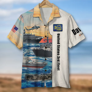 Military Ship, Cruiser, Aircraft Carrier Entering The War, Personalized Navy, Coast Guard Hawaiian Shirt, Military Gifts with Custom Military Unit 01qhqn090522 - Hawaiian Shirts - GoDuckee