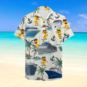 Cruising Duck Hawaiian Shirt - Happy Duck Cruise - Cruise Trip Gift For Family - Hawaiian Shirts - GoDuckee
