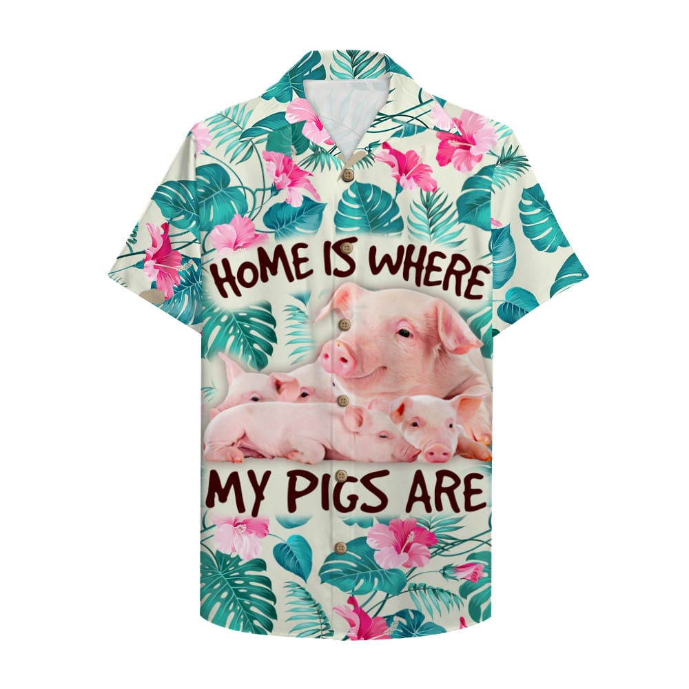 Farmer Pig Home is where my pigs are Hawaiian Shirt, Aloha Shirt - Hawaiian Shirts - GoDuckee