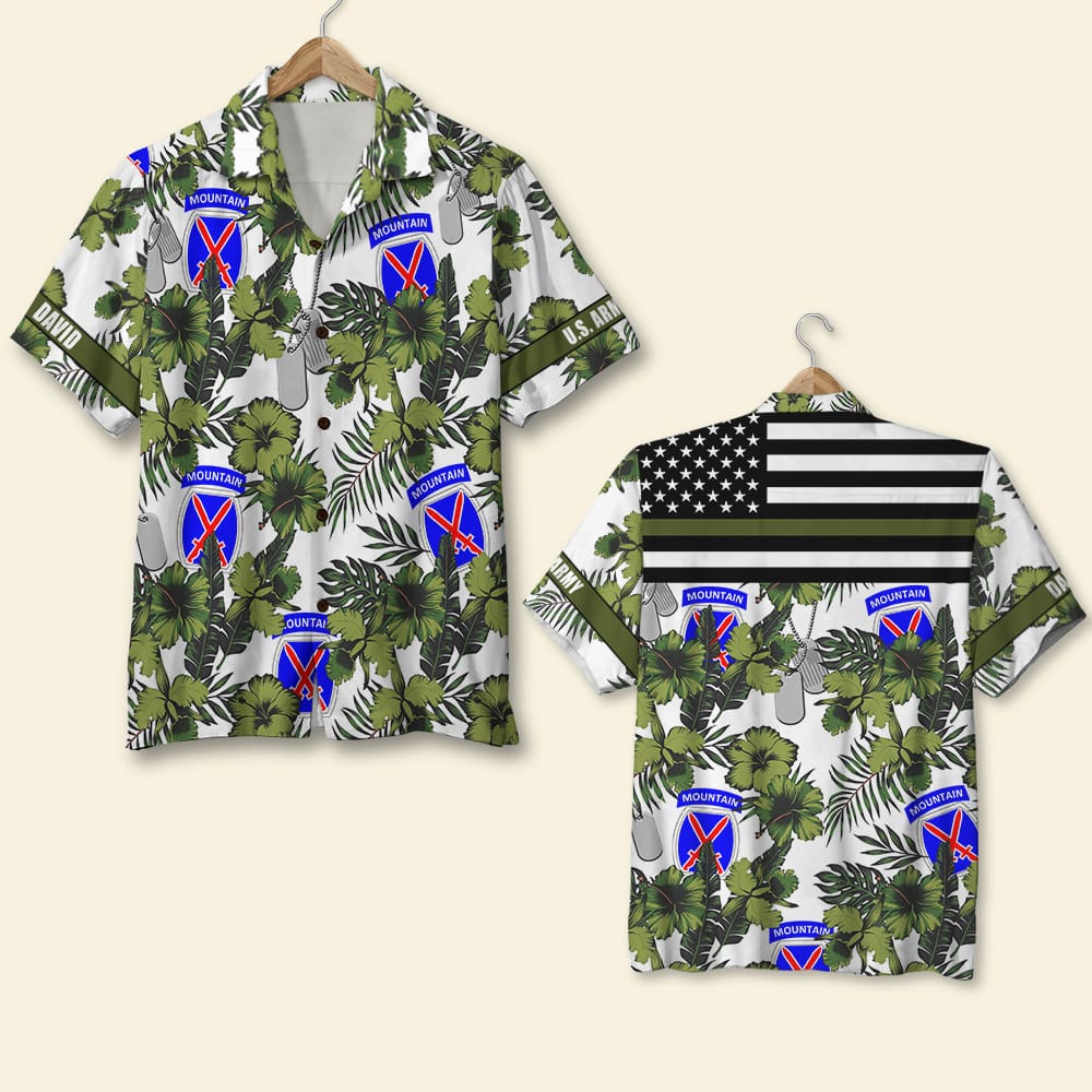 Military Personalized Hawaiian Shirt with Floral Pattern and Custom Military Unit - Military Gifts - Hawaiian Shirts - GoDuckee