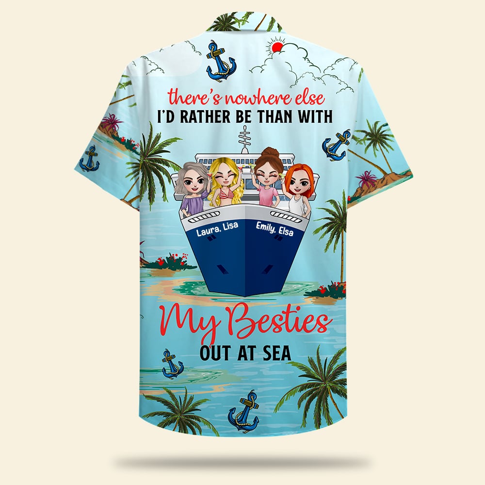 GoDuckee Personalized Flamingo Bestie Hawaiian Shirt - A Good Girl with Alcohol & Best Friends