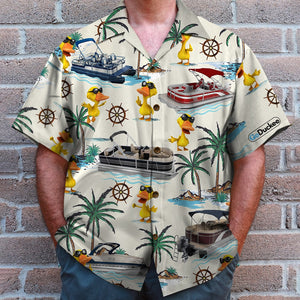 Pontoon Duck Hawaiian Shirt - Pontoon Boat & Duck Pattern Fol7-Vd1 - Hawaiian Shirts - GoDuckee