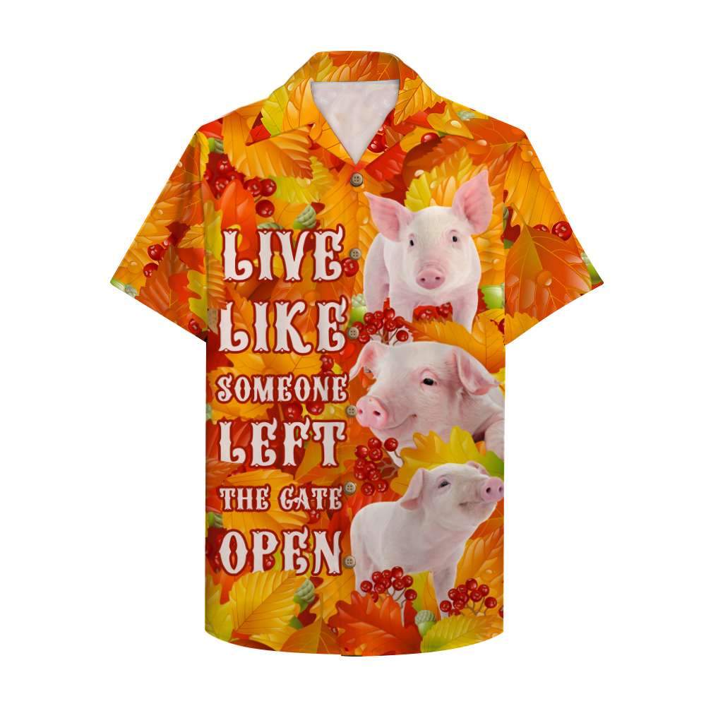 GoDuckee Farmer Hawaiian Shirt, Aloha Shirt - Live Like Someone Left The Gate Open